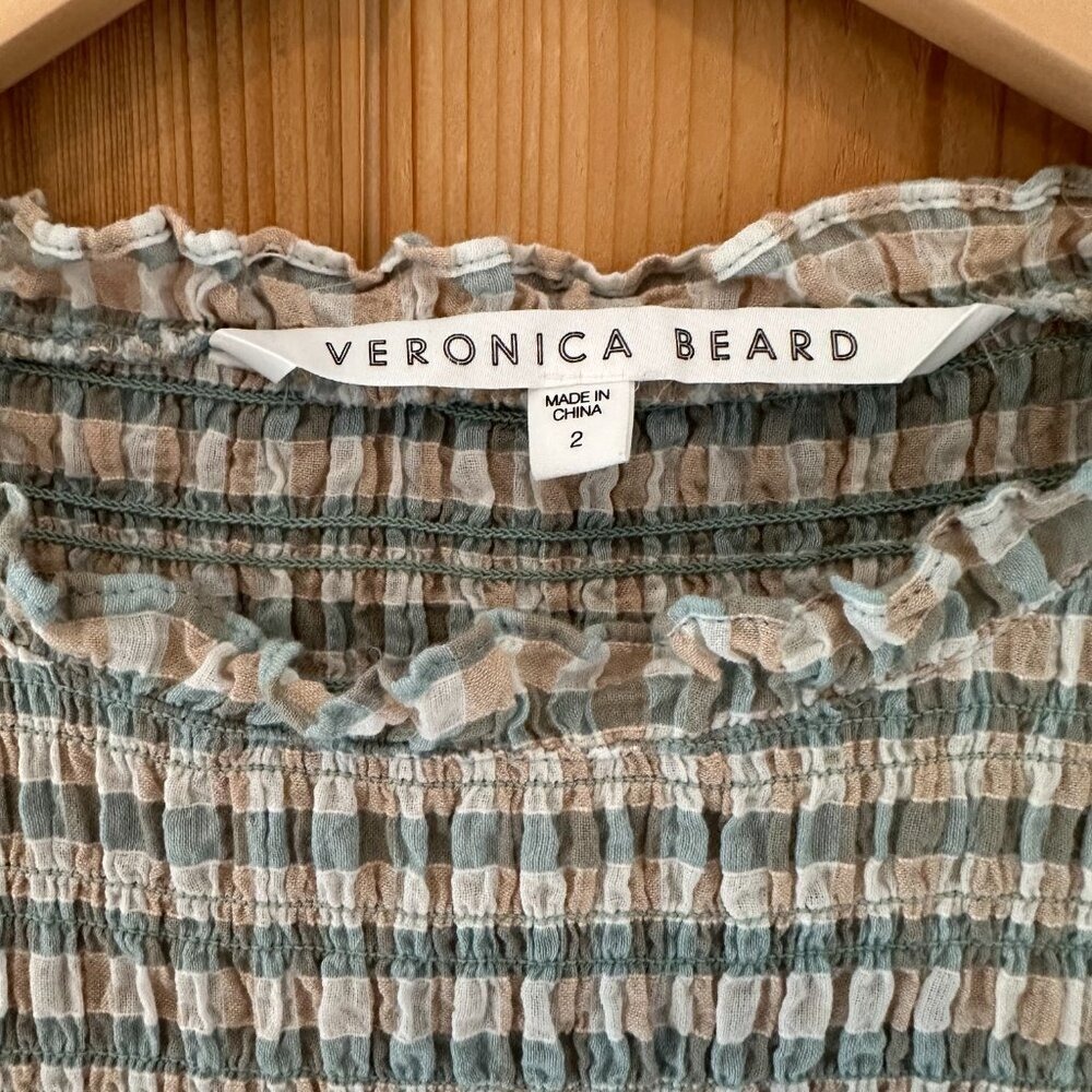 Veronica Beard Size 2 Cici Smoked Gingham Dress - Picture 3 of 9